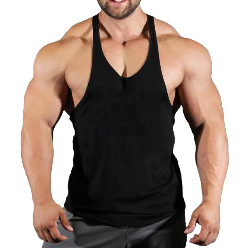 Men'S Basic Solid Color Cotton Tank Tops Sleeveless Y-Back Vest Gym Muscle Training Athletic Workout Undershirt Activewear